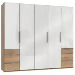 M&ouml;belix Dreht&uuml;renschrank mit Laden, B: 250 cm Eiche Dekor/Wei&szlig;