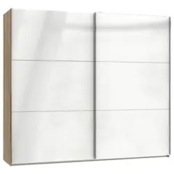 Schwebetürenschrank B: 200 cm Level 36d Weiß/Eiche Dekor