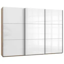 Schwebetürenschrank B: 300 cm Level 36d Weiß/Eiche Dekor