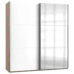 M&ouml;belix Schwebet&uuml;renschrank Mit Spiegel B: 200 cm, Wei&szlig;/Eiche Dekor