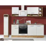 Möbelix Küchenzeile ohne Geräte B: 250 cm Weiß/Wildeiche Dekor