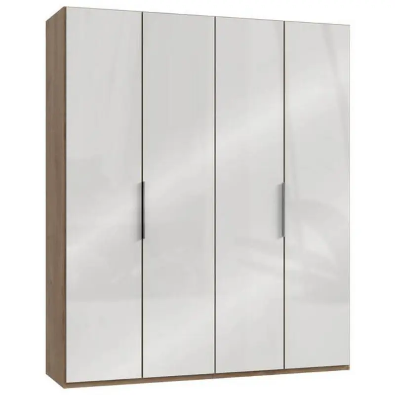 Dreht&uuml;renschrank B: 200 cm Level, Eiche Dekor/Wei&szlig;