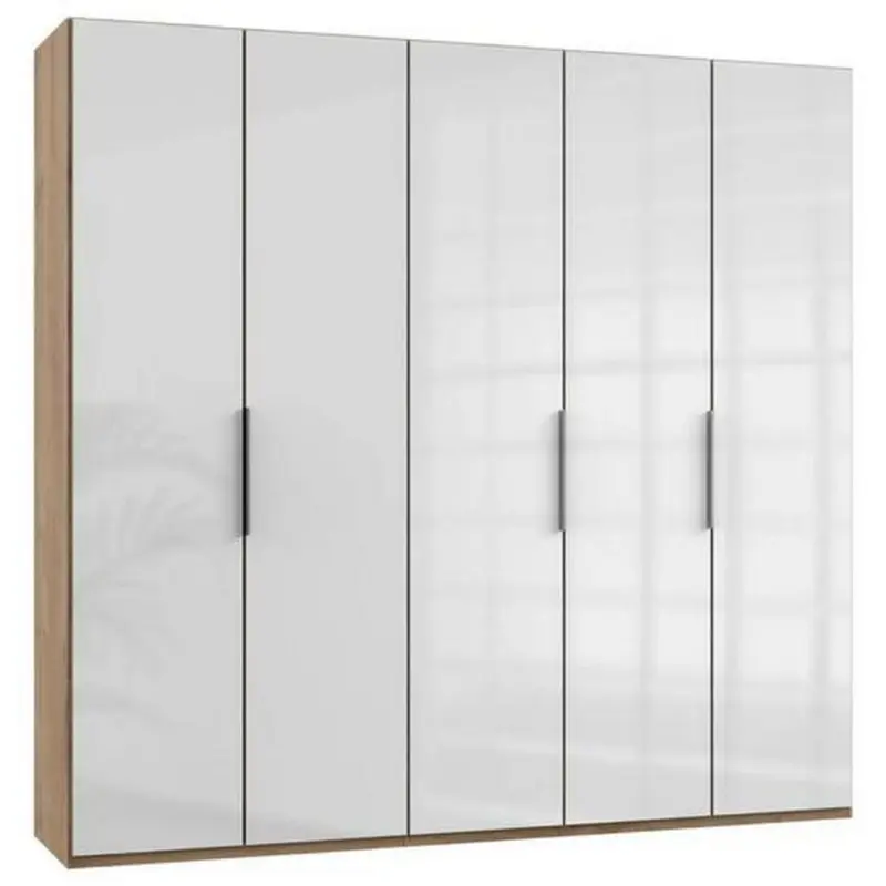 Drehtürenschrank B: 250 cm Level, Eiche Dekor/Weiß