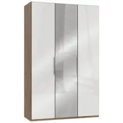 Drehtürenschrank Mit Spiegel 150 cm Level, Eiche Dekor/Weiß