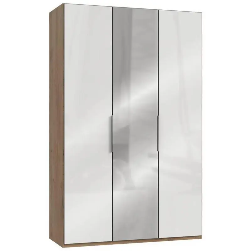 Drehtürenschrank Mit Spiegel 150 cm Level, Eiche Dekor/Weiß