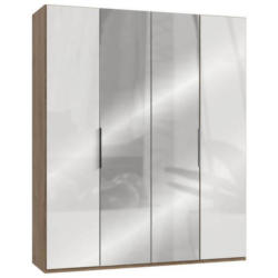 Drehtürenschrank 200cm Level, Weiß/Eiche Dekor
