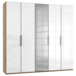 Möbelix Drehtürenschrank 250cm Level, Weiß/Eiche Dekor