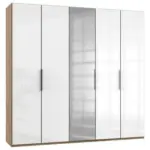 Möbelix Drehtürenschrank 250cm Level, Weiß/Eiche Dekor