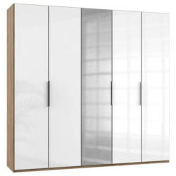Drehtürenschrank 250cm Level, Weiß/Eiche Dekor