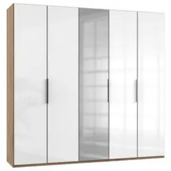 Dreht&uuml;renschrank 250cm Level, Wei&szlig;/Eiche Dekor