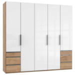 Möbelix Drehtürenschrank mit Laden B: 250 cm Level, Eiche Dekor/Weiß