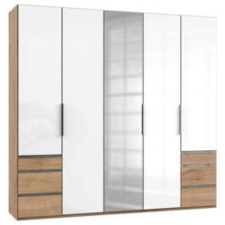 Drehtürenschrank mit Laden B: 250 cm Level, Eiche Dekor/Weiß