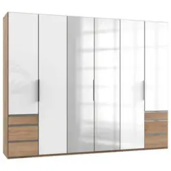 Dreht&uuml;renschrank mit Laden B: 300 cm Level, Eiche Dekor/Wei&szlig;