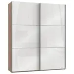 M&ouml;belix Schwebet&uuml;renschrank 200cm Level Wei&szlig;/Eichedekor