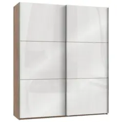 Schwebetürenschrank 200cm Level Weiß/Eichedekor