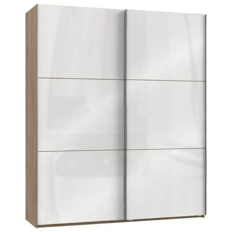 Schwebetürenschrank 200cm Level Weiß/Eichedekor
