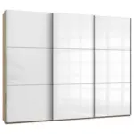 Möbelix Schwebetürenschrank 300cm Level Weiß/Eiche Dekor