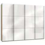 Möbelix Schwebetürenschrank 300cm Level Weiß/Eiche Dekor
