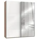 M&ouml;belix Schwebet&uuml;renschrank 200cm Level Wei&szlig;/Eiche Dekor