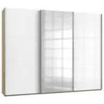 Möbelix Schwebetürenschrank 300cm Level Weiß/Eiche Dekor