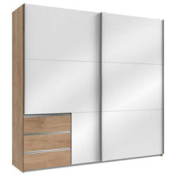 Schwebetürenschrank 250cm Level Weiß/Eiche Dekor