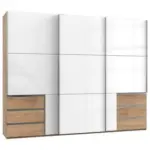 Möbelix Schwebetürenschrank 300cm Level Weiß/Eiche Dekor