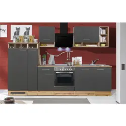 Küchenzeile ohne Geräte B: 310 cm Grau/Wildeiche Dekor