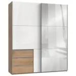 M&ouml;belix Schwebet&uuml;renschrank 200cm Level Wei&szlig;/Eiche Dekor