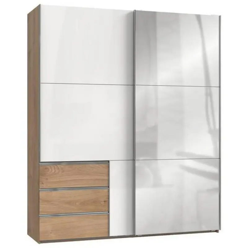 Schwebet&uuml;renschrank 200cm Level Wei&szlig;/Eiche Dekor