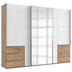 Schwebetürenschrank 300cm Level Weiß/Eiche Dekor