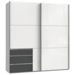 Möbelix Schwebetürenschrank 200cm Level Graphit/weiß