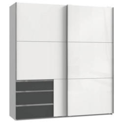 Schwebetürenschrank 200cm Level Graphit/weiß