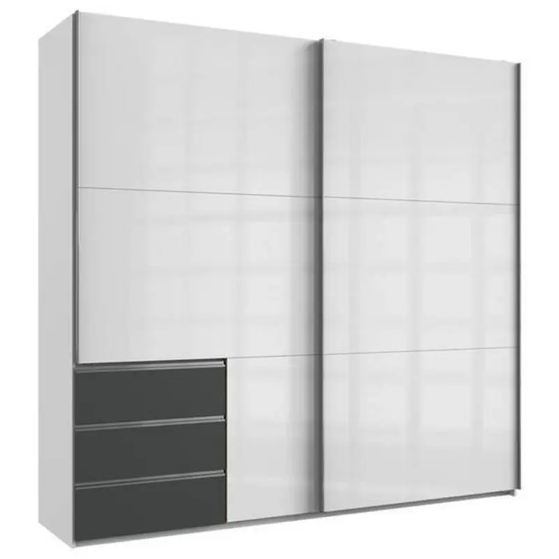 Schwebetürenschrank 250cm Level Graphit/weiß