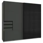 Möbelix Schwebetürenschrank B: 225cm Saigon Graphitfarben / Schwarz