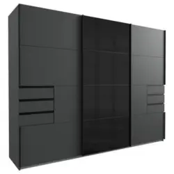 Schwebetürenschrank 270cm Saigon Graphit/Schwarz