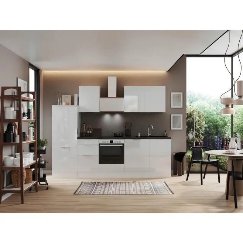 K&uuml;chenzeile mit Ger&auml;ten B: 280 cm Wei&szlig;