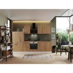 K&uuml;chenzeile mit Ger&auml;ten B: 310 cm Wei&szlig;/Eiche Artisan Dekor