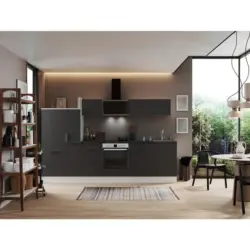 K&uuml;chenzeile mit Ger&auml;ten B: 310 cm Grau/Wei&szlig;