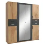 Möbelix Drehtürenschrank 180cm Vegas, Eiche Dekor/Graphit
