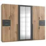 Möbelix Drehtürenschrank Mit Spiegel 270cm Vegas, Eiche Dekor