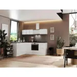 Möbelix Einbauküche Eckküche Möbelix Elisabeth mit Geräten 175x220 cm Weiß/Granit Optik