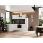 Möbelix Einbauküche Eckküche Möbelix Elisabeth mit Geräten 175x250 cm Weiß/Granit Optik