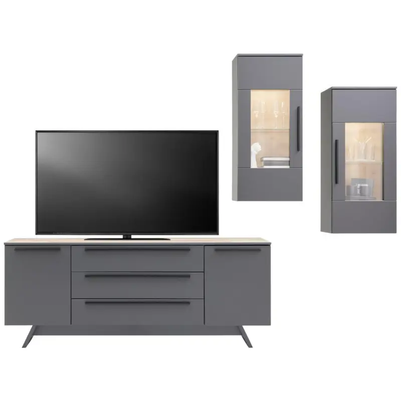 Wohnkombination Modern 3-tlg. Atlanta Grau/eiche Dekor