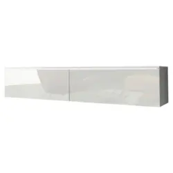 TV-Lowboard B: 140 cm Weiß Hochglanz