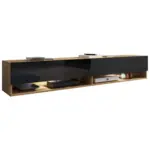 Möbelix TV-Lowboard Eiche Wotan B: 180 cm Schwarz/Eichefarben