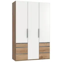 Drehtürenschrank Mit Laden, 150 Cm, Weiß/eiche Dekor