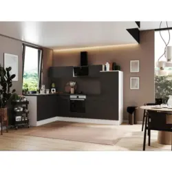 Einbauk&uuml;che Eckk&uuml;che M&ouml;belix Elisabeth mit Ger&auml;ten 175x280 cm Grau/Wei&szlig;