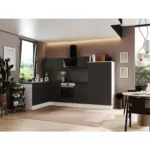 Möbelix Einbauküche Eckküche Möbelix Elisabeth mit Geräten 175x310 cm Grau/Weiß