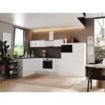 Möbelix Einbauküche Eckküche Möbelix Elisabeth mit Geräten 175x340 cm Weiß/Granit Optik