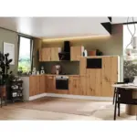 Möbelix Einbauküche Eckküche Möbelix Elisabeth mit Geräten 175x370 cm Weiß/Eiche Dekor